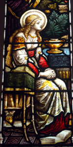 Mary Magdalene detail from the south aisle window February 2010